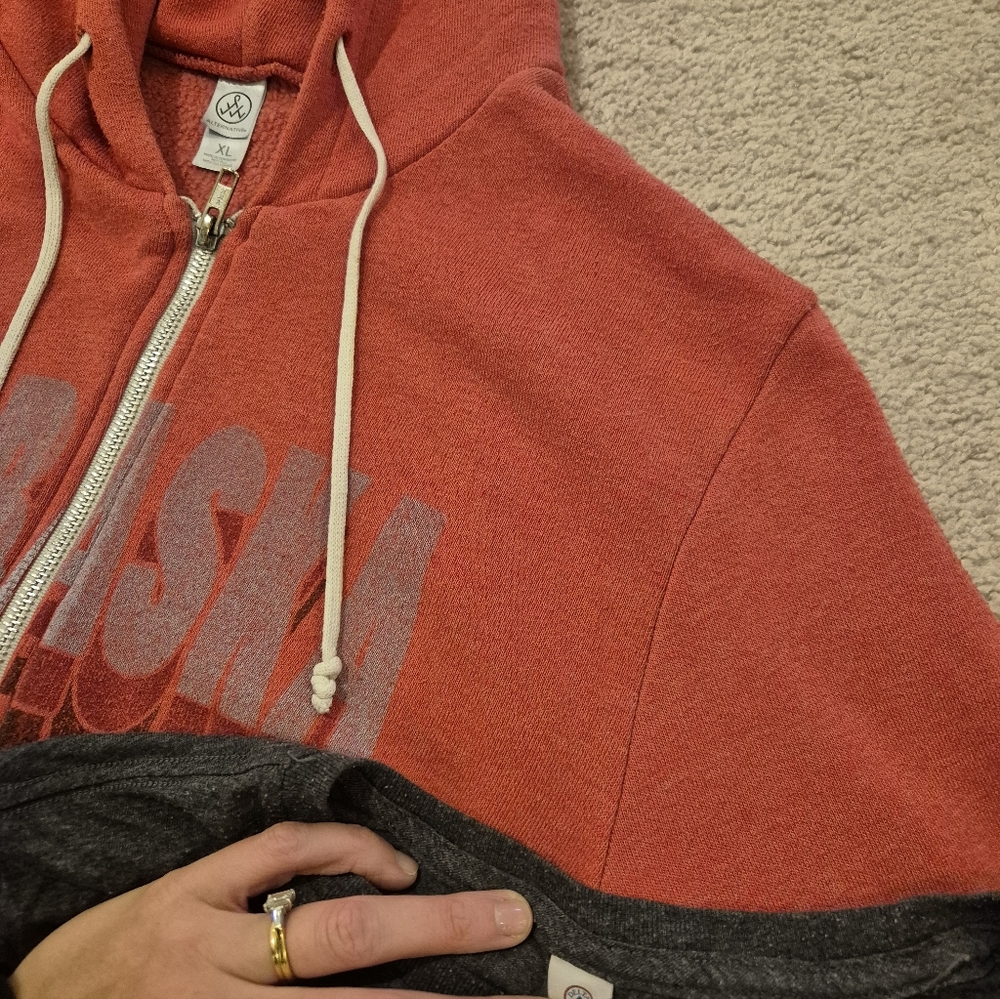 Red Hoodie and Gray Graphic T-Shirt Bundle - Picture 2 of 2